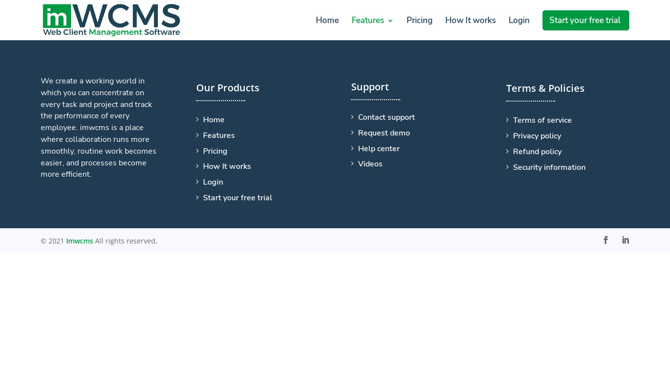 Hr Management Software Landing page