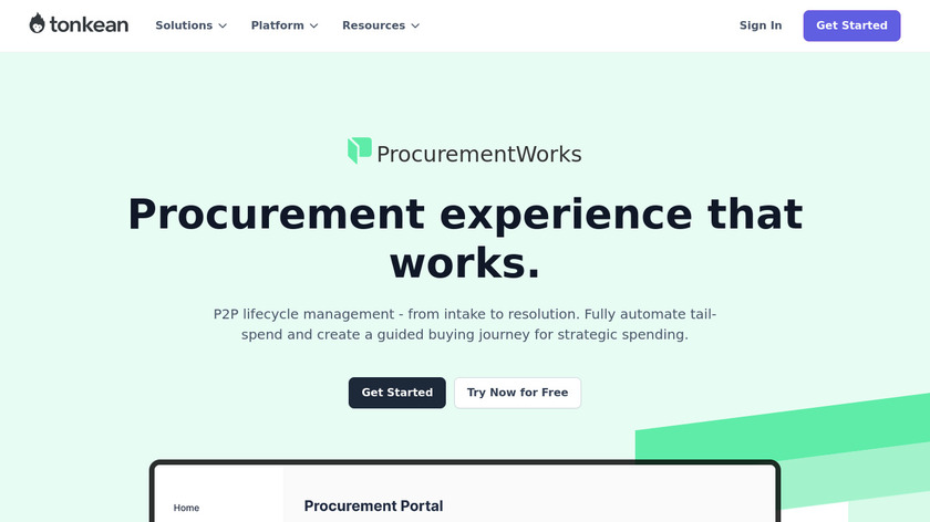 Tonkean ProcurementWorks Landing Page