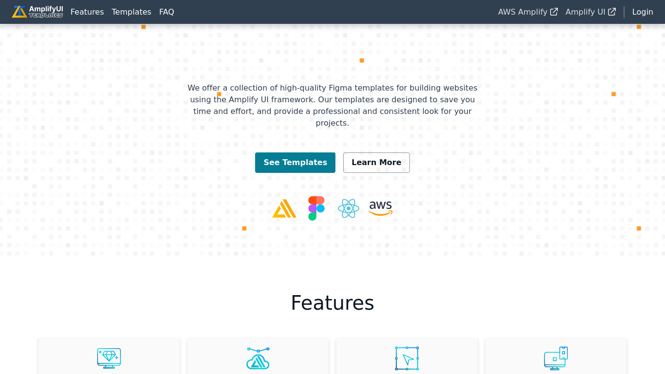 Amplify UI Figma Templates Store Landing page