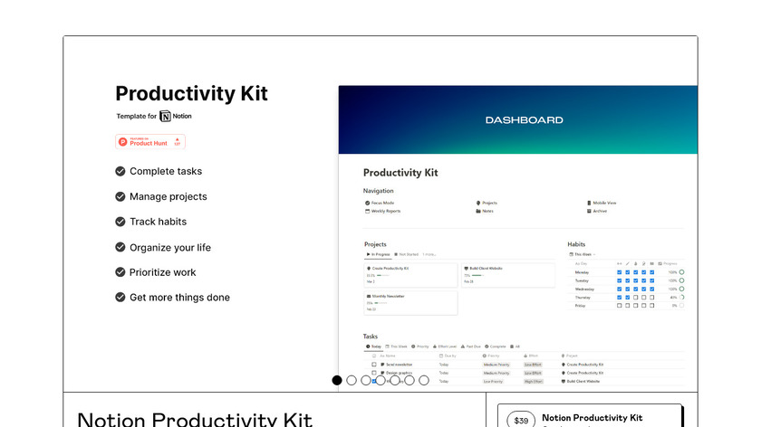 Notion Productivity Kit Landing Page
