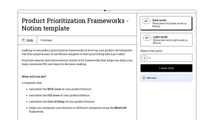 Product Prioritization - Notion template image