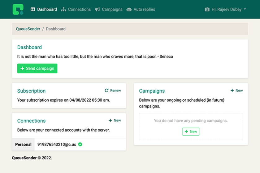 QueueSender Landing Page
