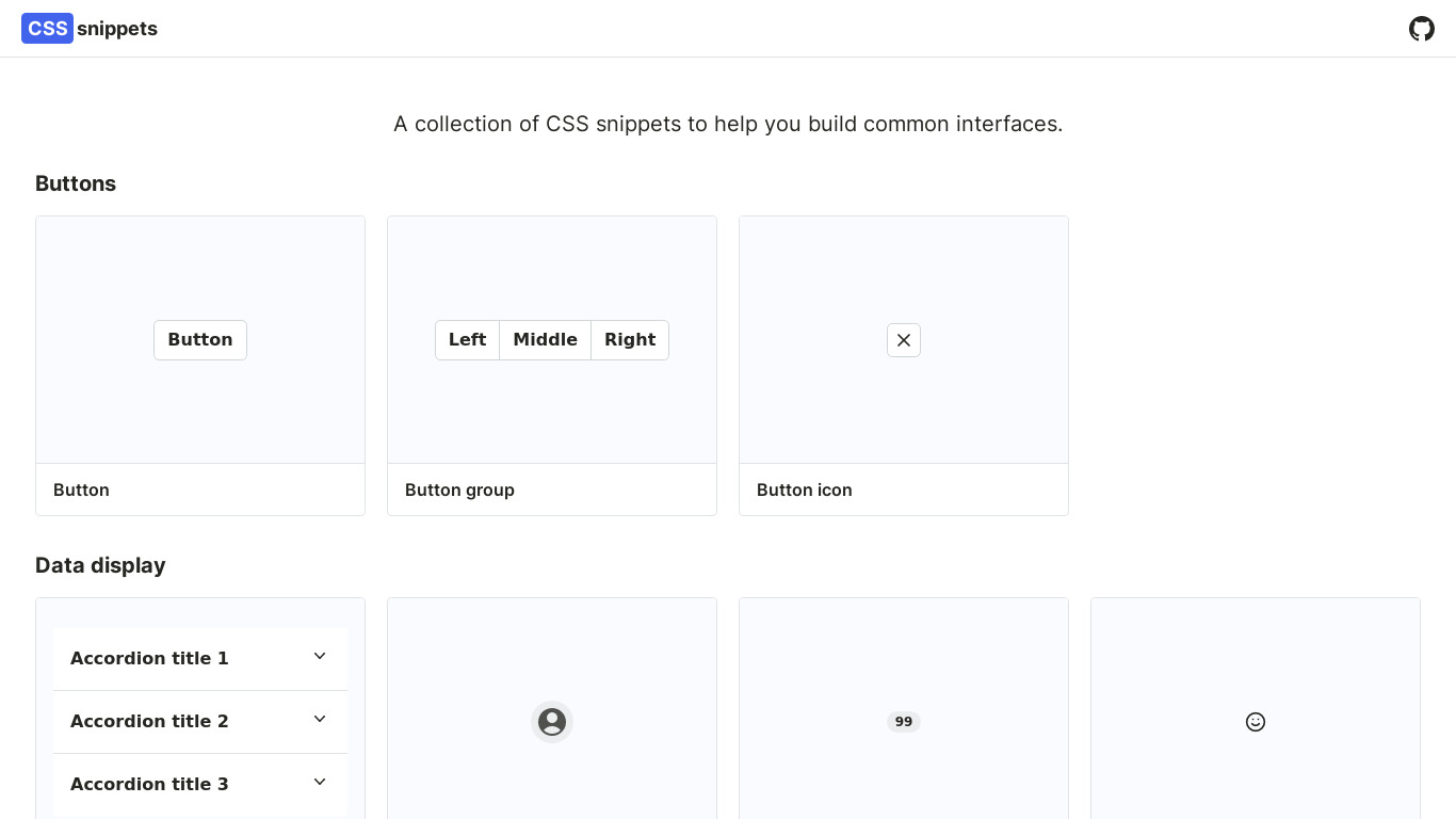 CSS-snippets.io Landing page