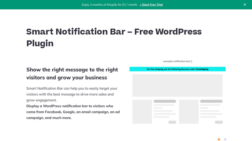 Smart Notification Bar Landing Page