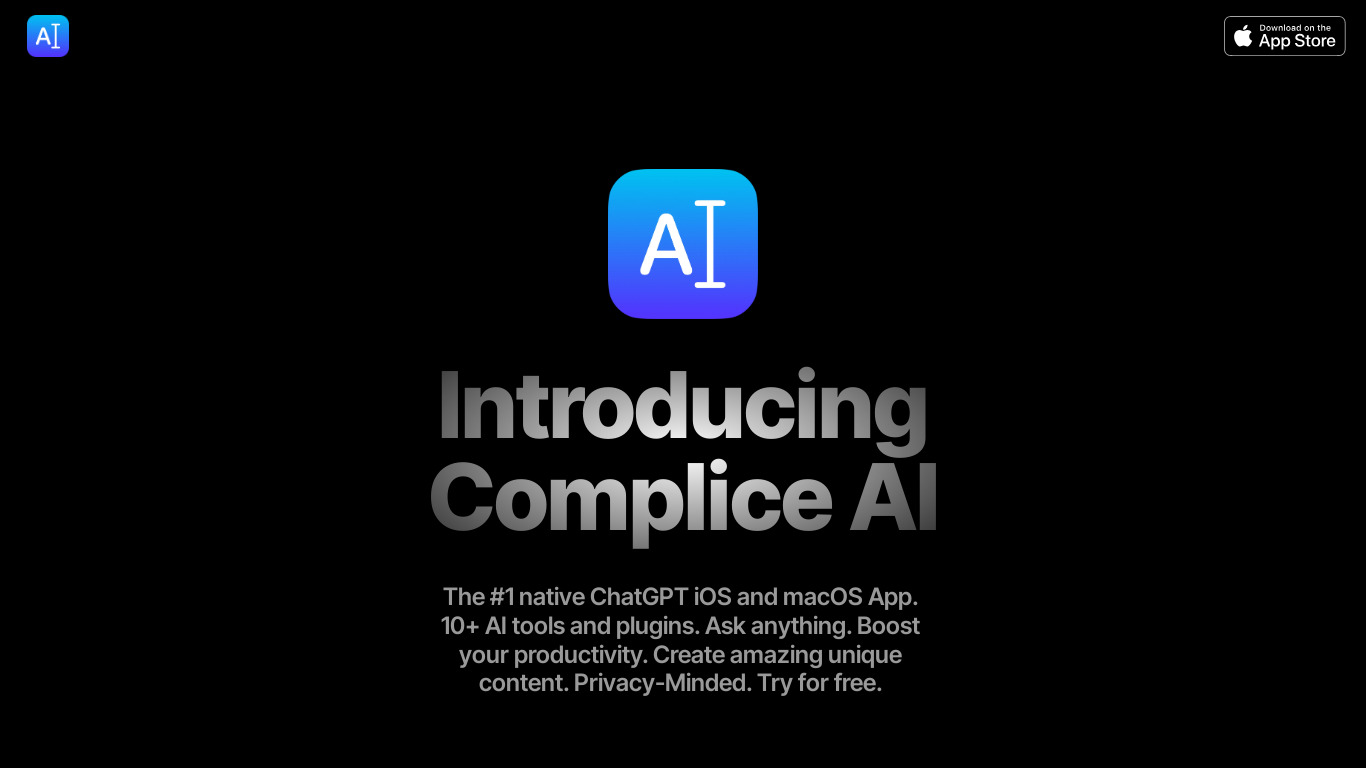 Complice AI Landing page