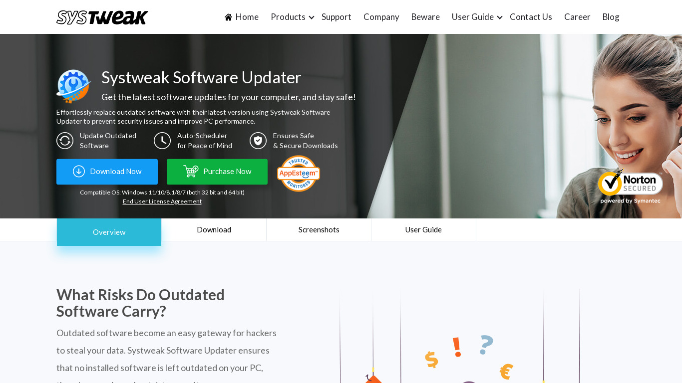 Systweak Software Updater Landing page