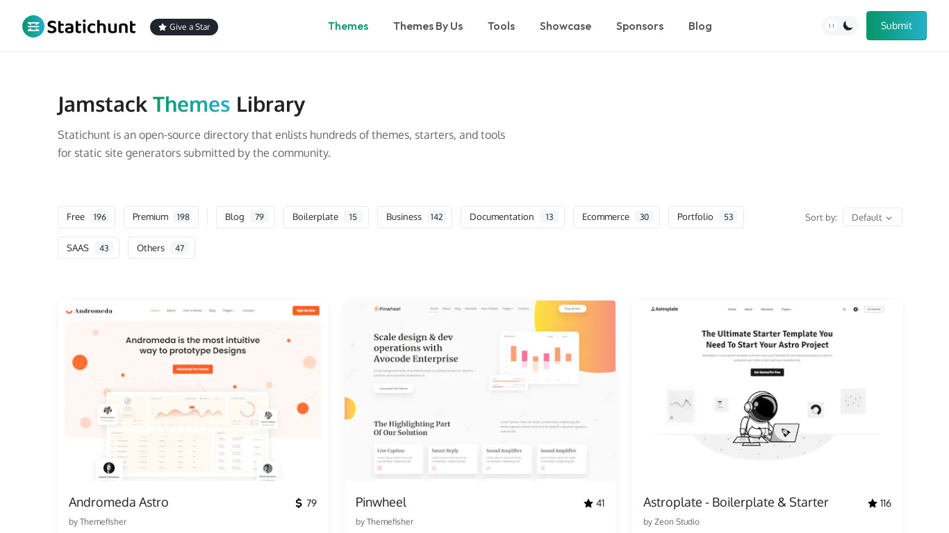 Statichunt Landing page