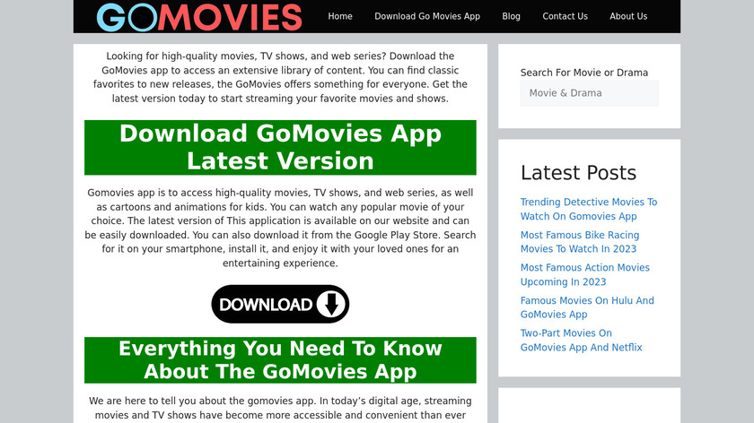 GoMovies App Landing Page