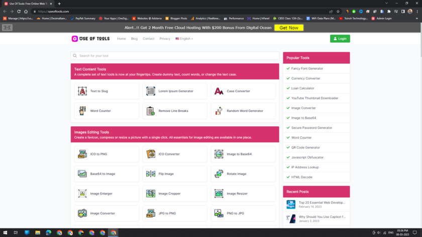 UseOfTools Landing Page