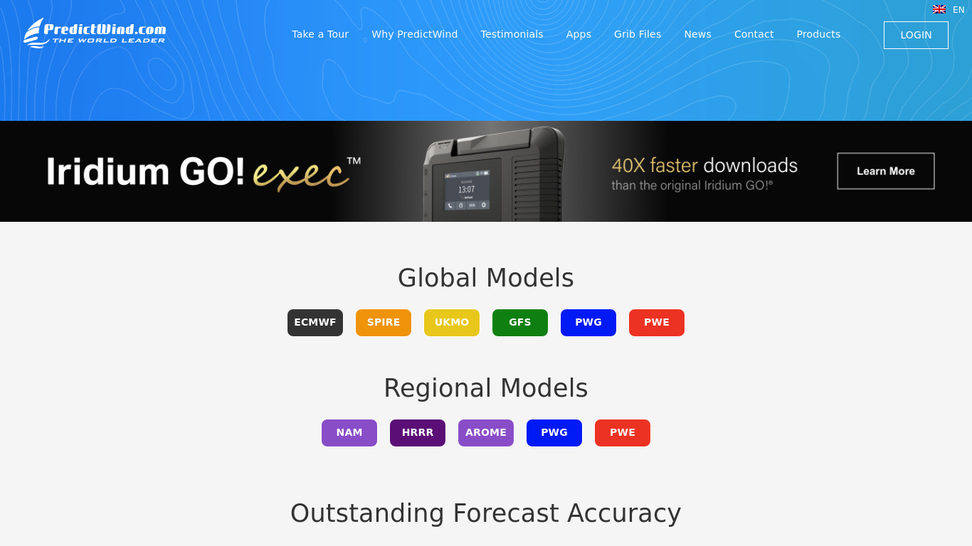 PredictWind Landing page