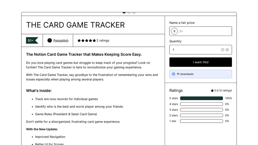 CARD GAME TRACKER Landing Page