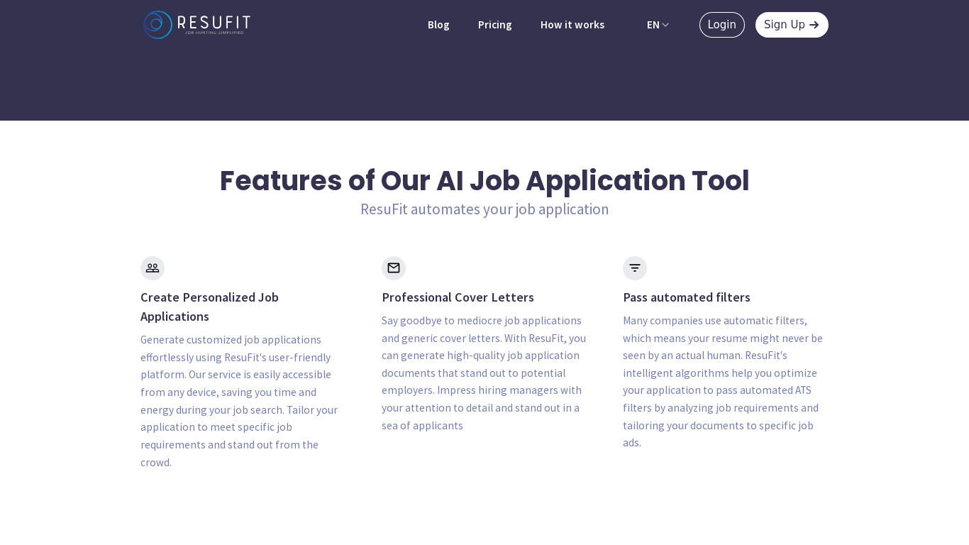 ResuFit Landing page