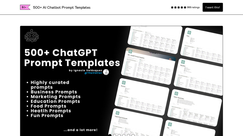 500+ ChatGPT Prompt Templates Landing Page