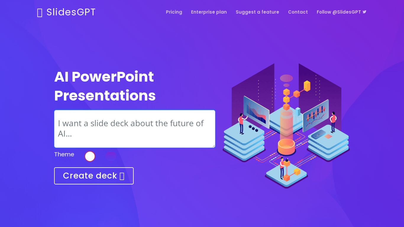 SlidesGPT Landing page