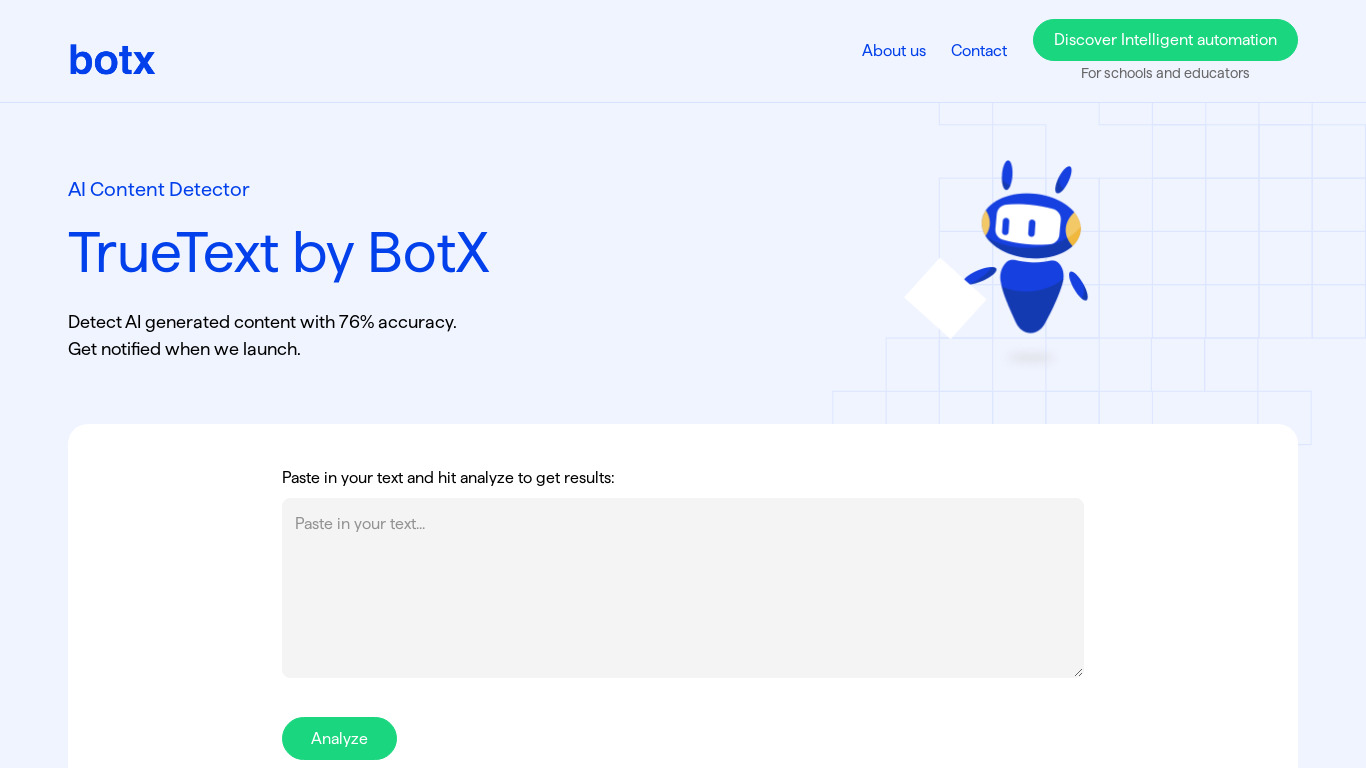 TrueText by BotX Landing page