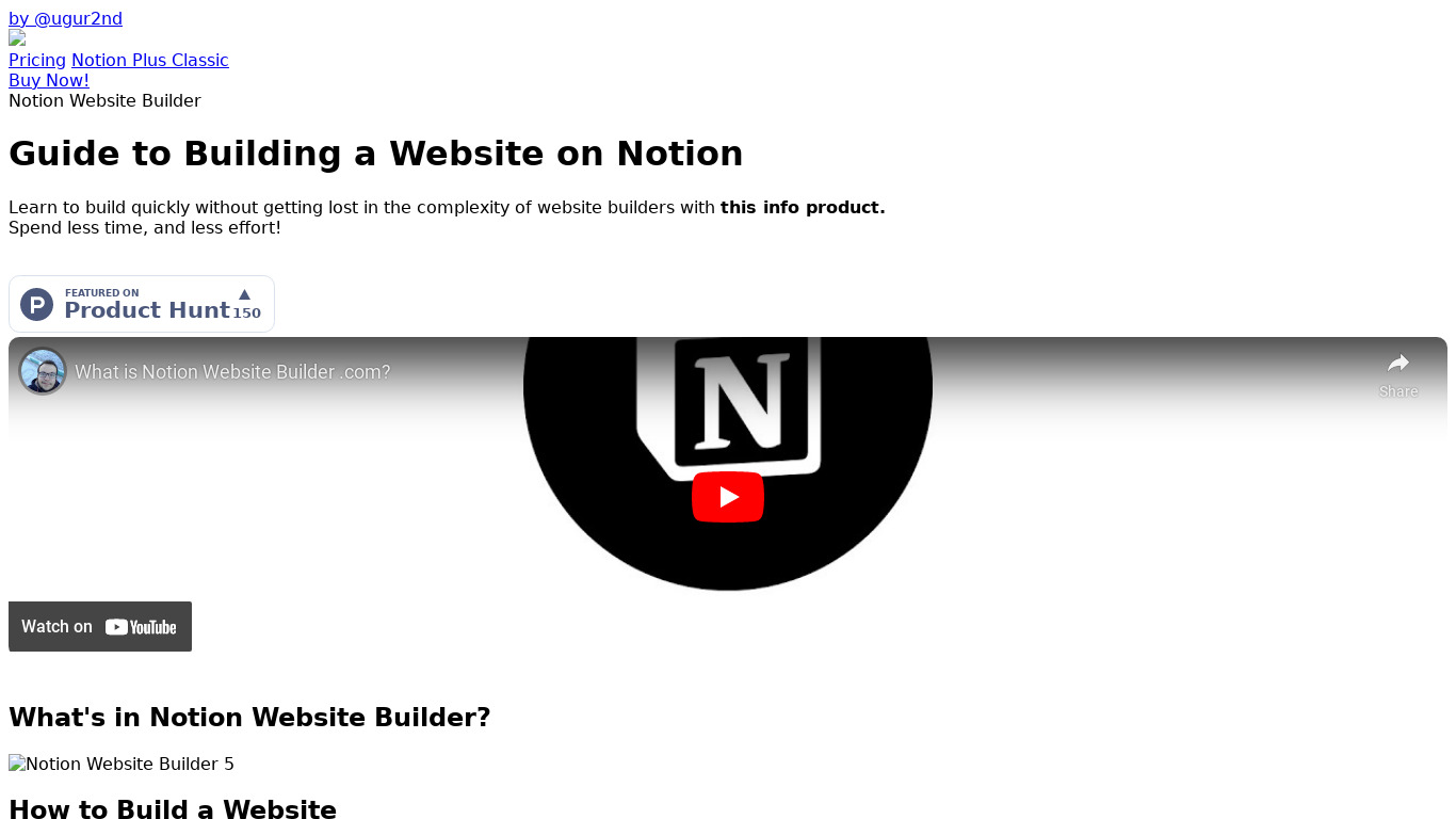 Notion Website Builder Landing page