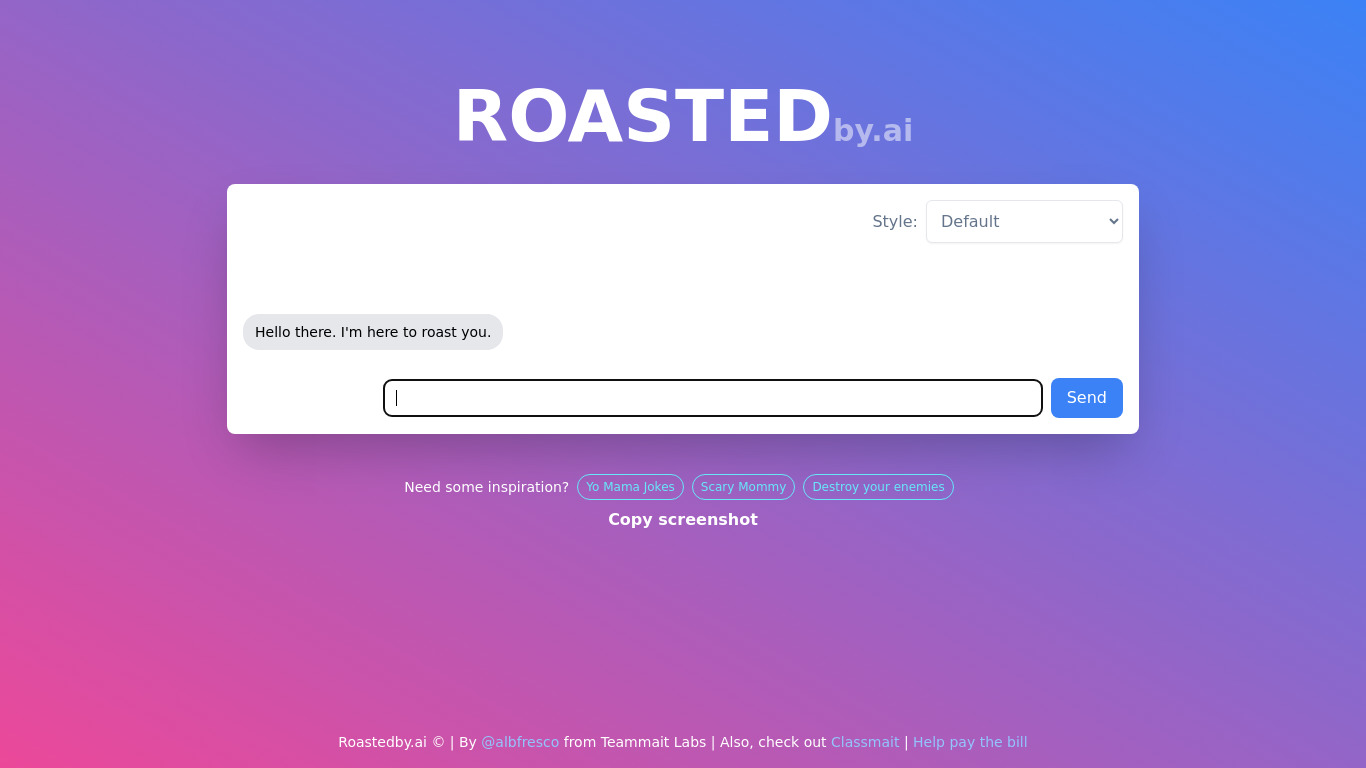 RoastedBy.ai Landing page