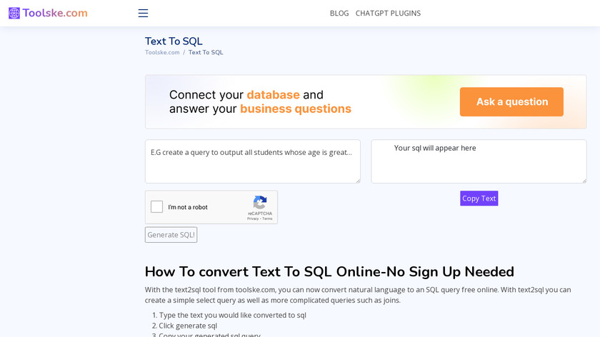 Text To SQL Landing Page