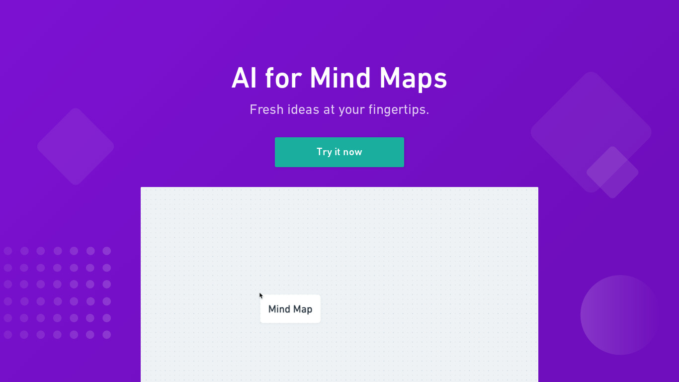 Whimsical AI for Mind Maps Landing page