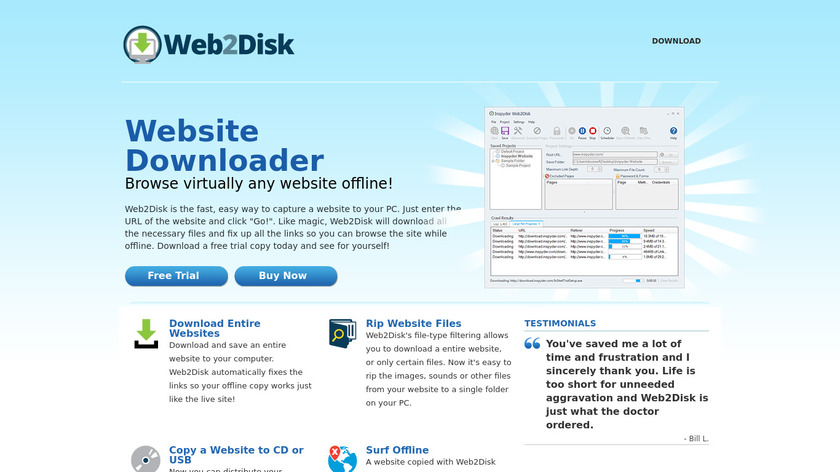 Web2Disk Landing Page