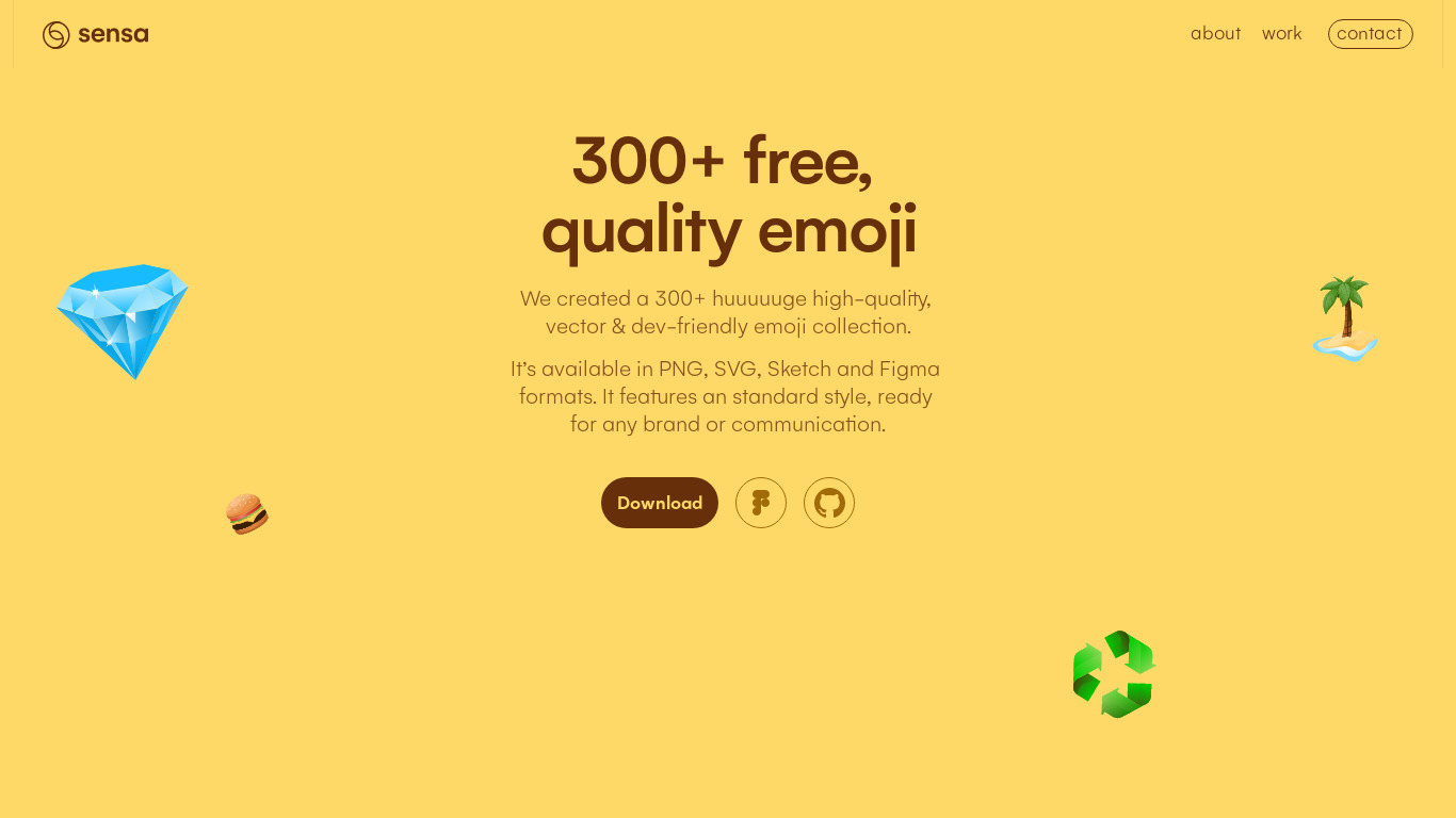 Sensa Emoji Landing page
