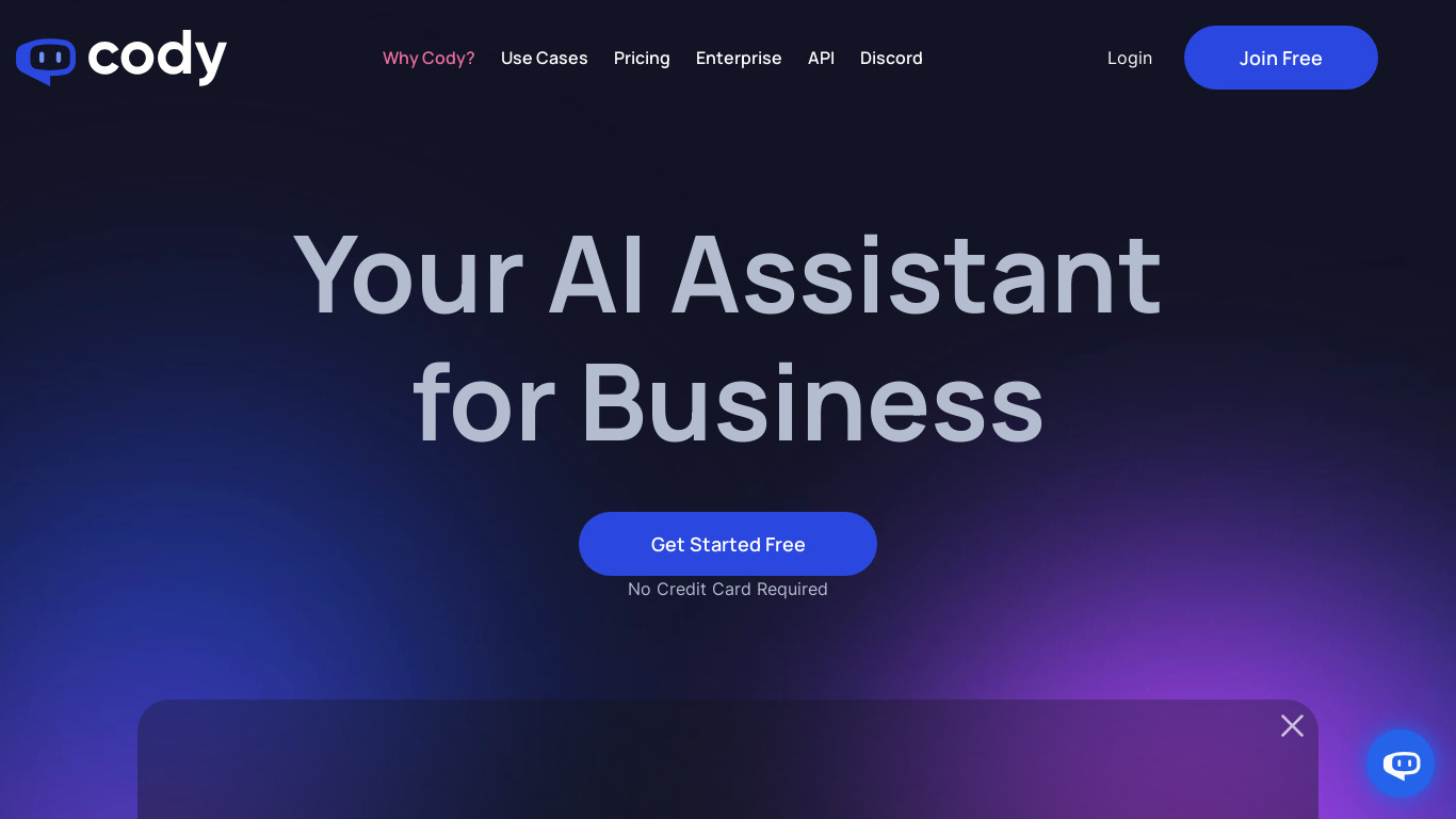 Cody - AI for Business Landing page