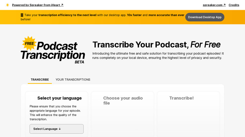 Free Podcast Transcription Landing Page