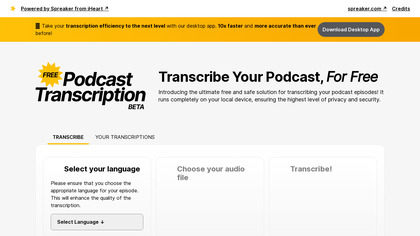 Free Podcast Transcription screenshot