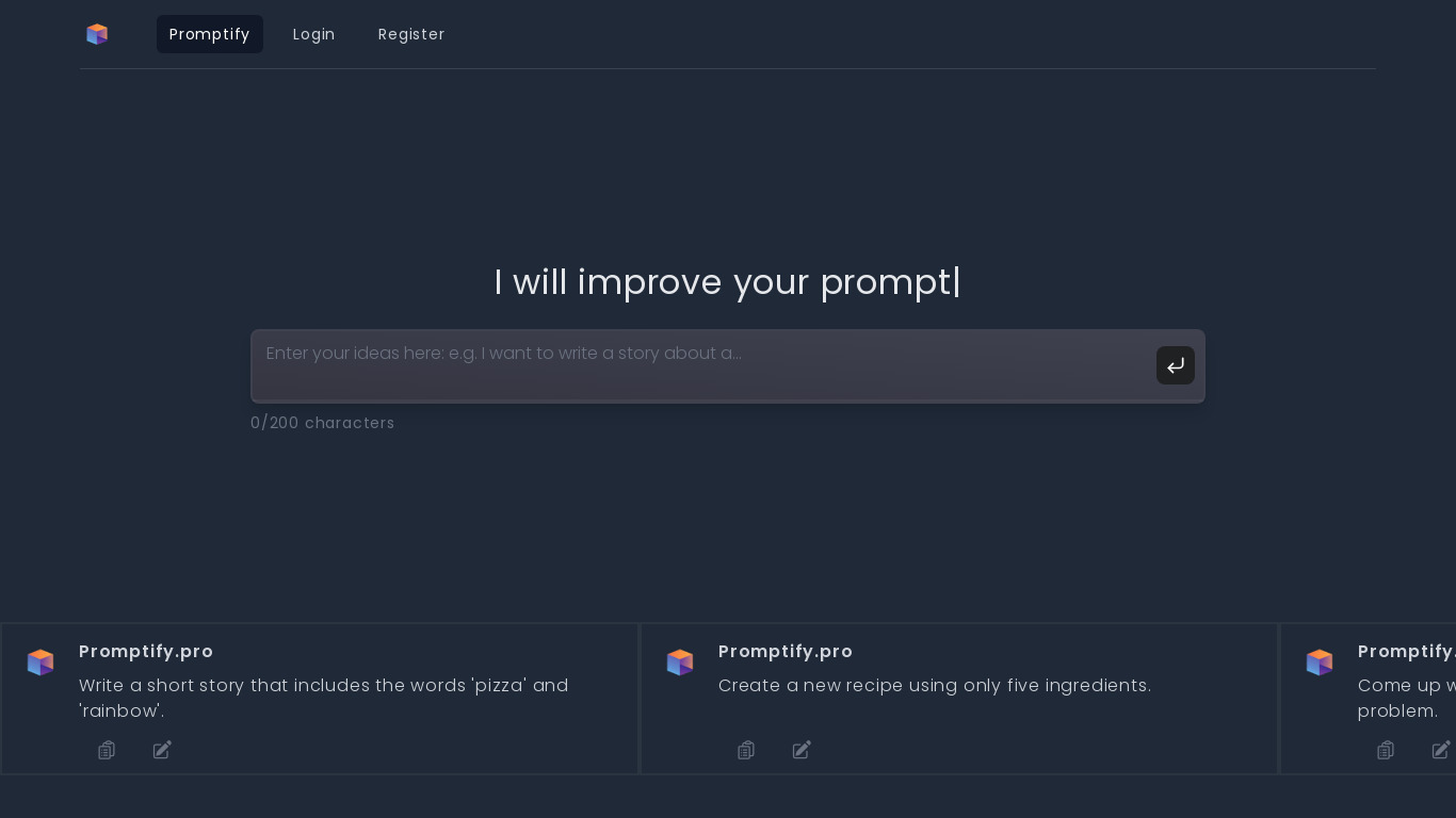 Promptify.pro Landing page