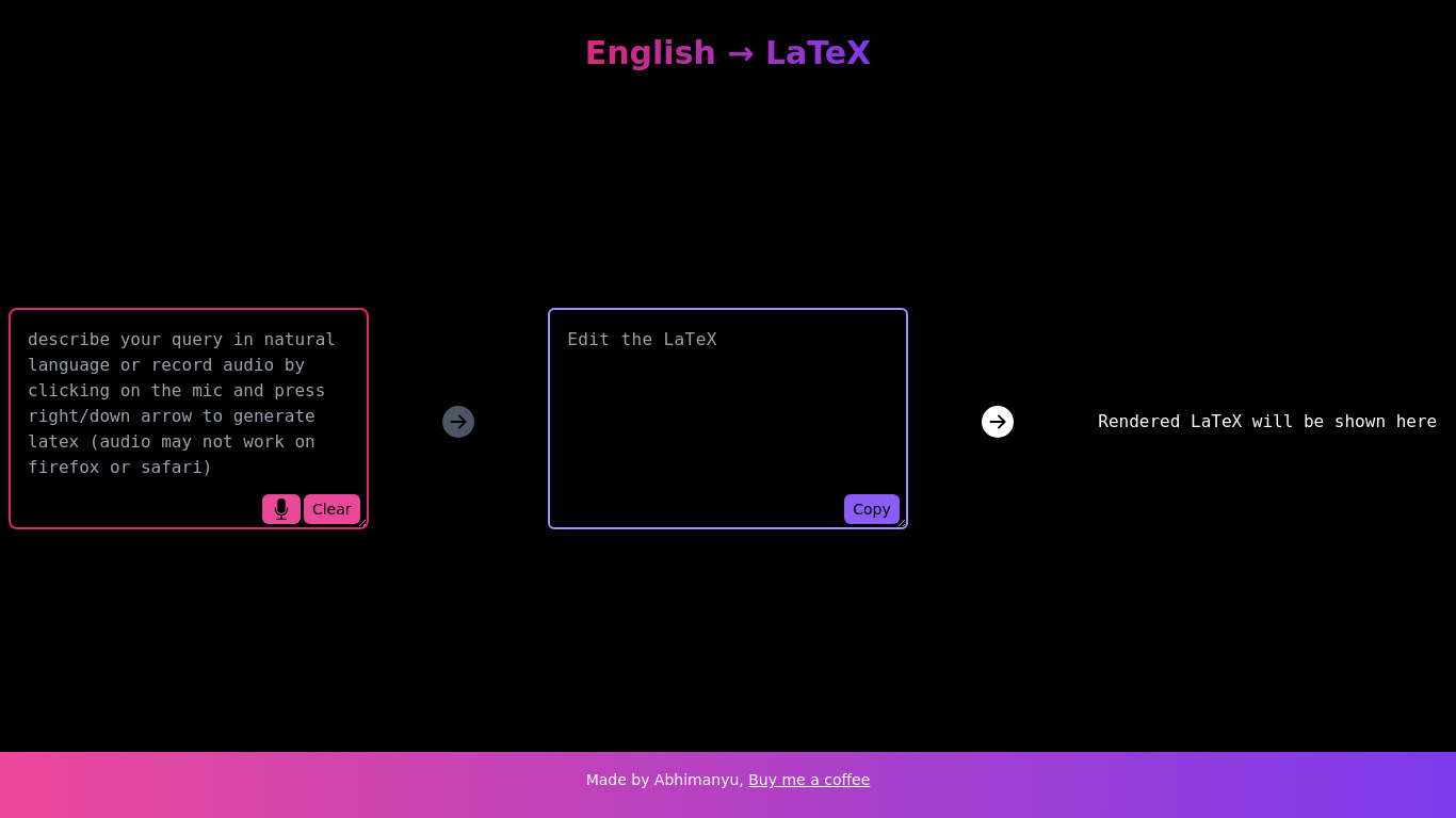 Text-2-Tex Landing page