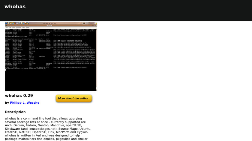 whohas Landing Page