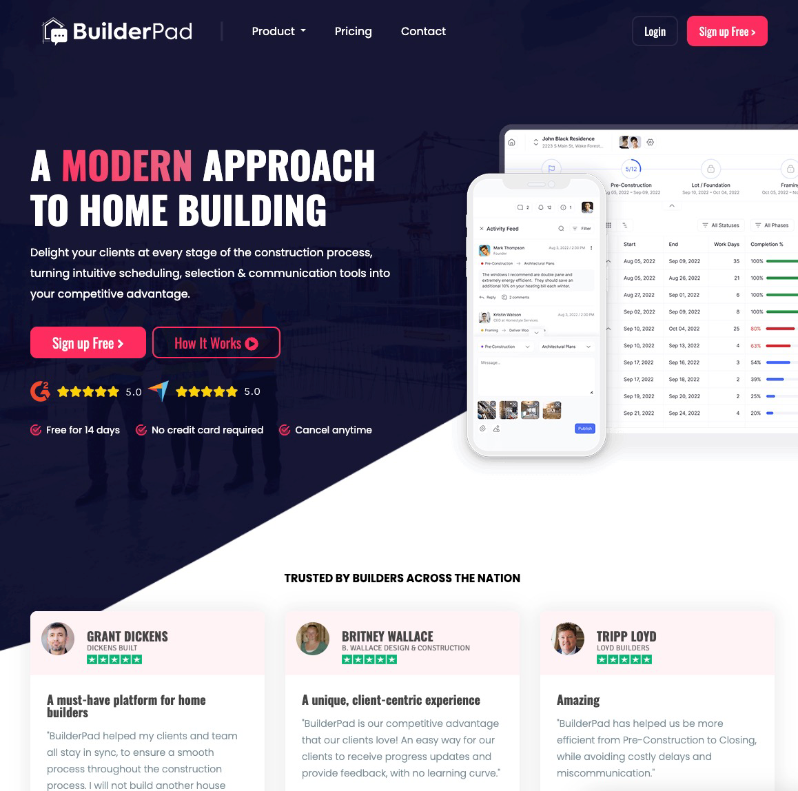 BuilderPad Landing page