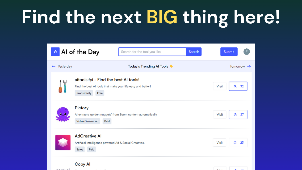 AI of The Day Landing page