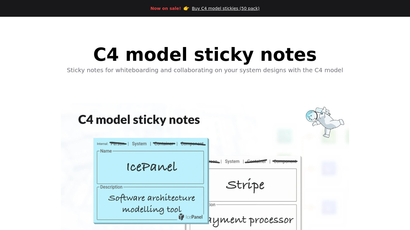 C4 model sticky notes Landing page