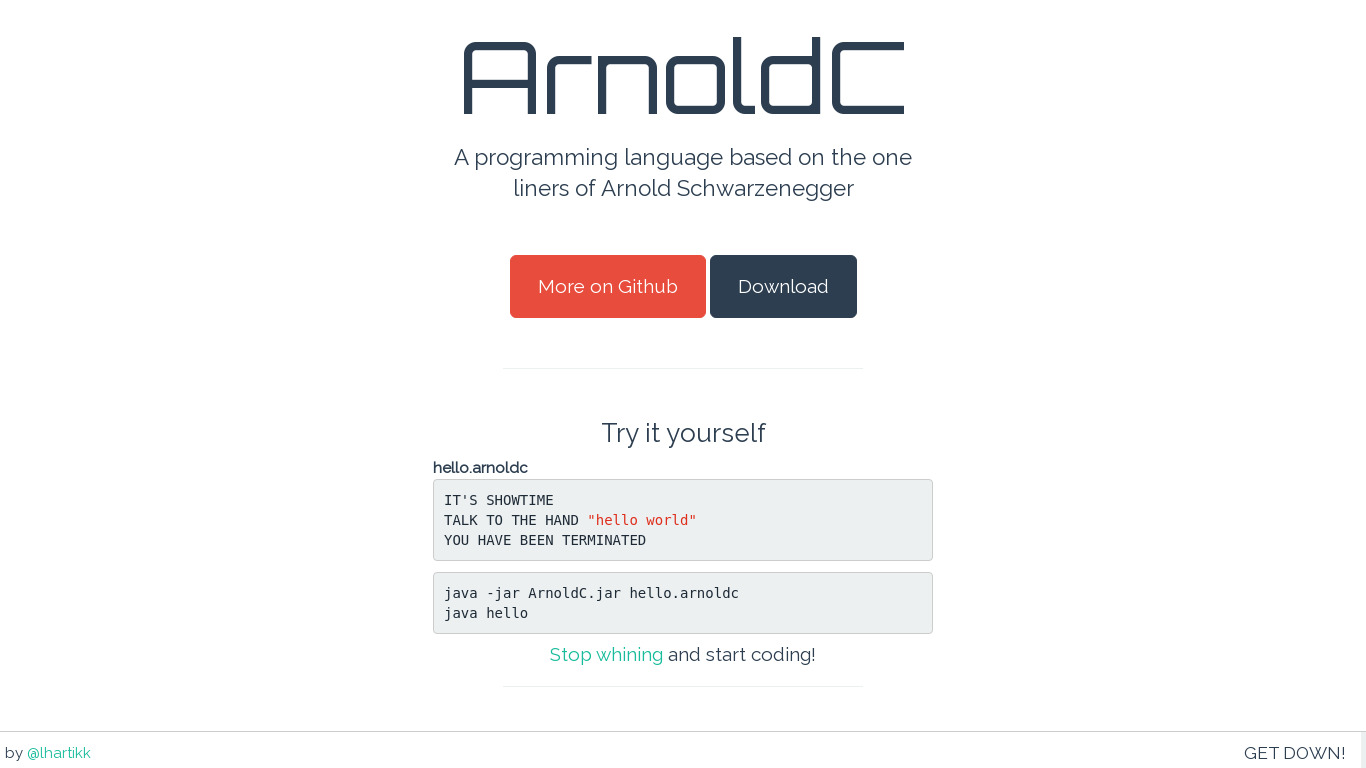 ArnoldC Landing page