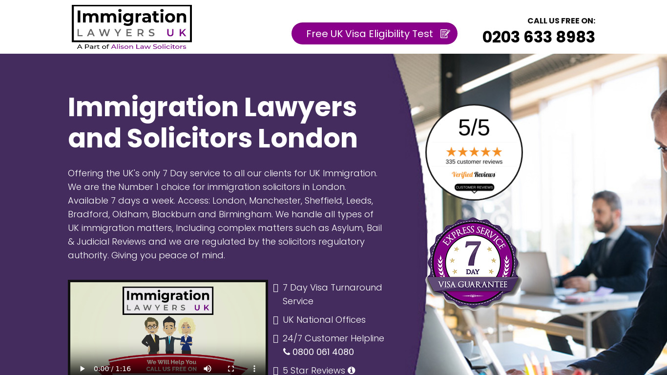 Alison Law Solicitors Landing page