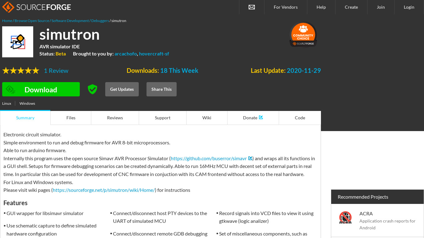 simutron Landing page