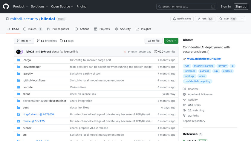 BlindAI API Landing Page