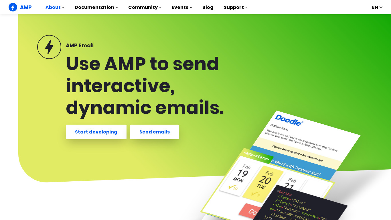 AMP Email Landing page