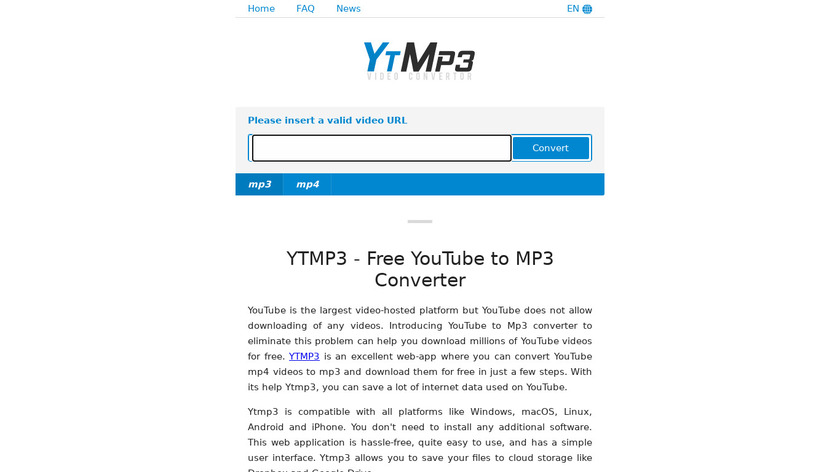 YTMP3 Landing Page