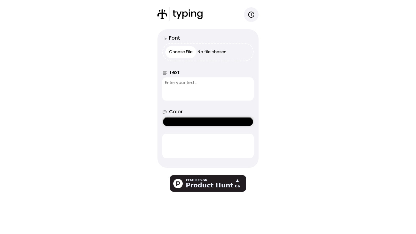 typing. Landing page