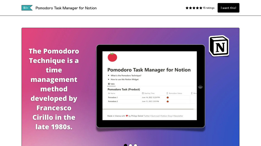 Pomodoro Task Manager for Notion Landing Page