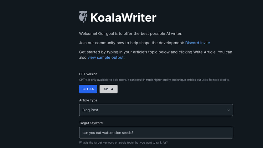 KoalaWriter Landing Page
