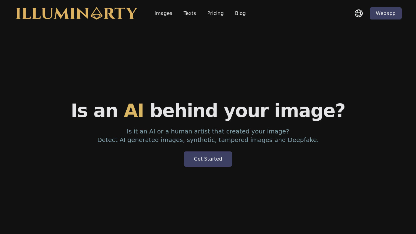 Illuminarty AI Landing page