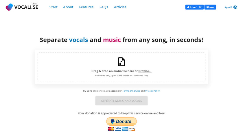 Vocali.se Landing Page