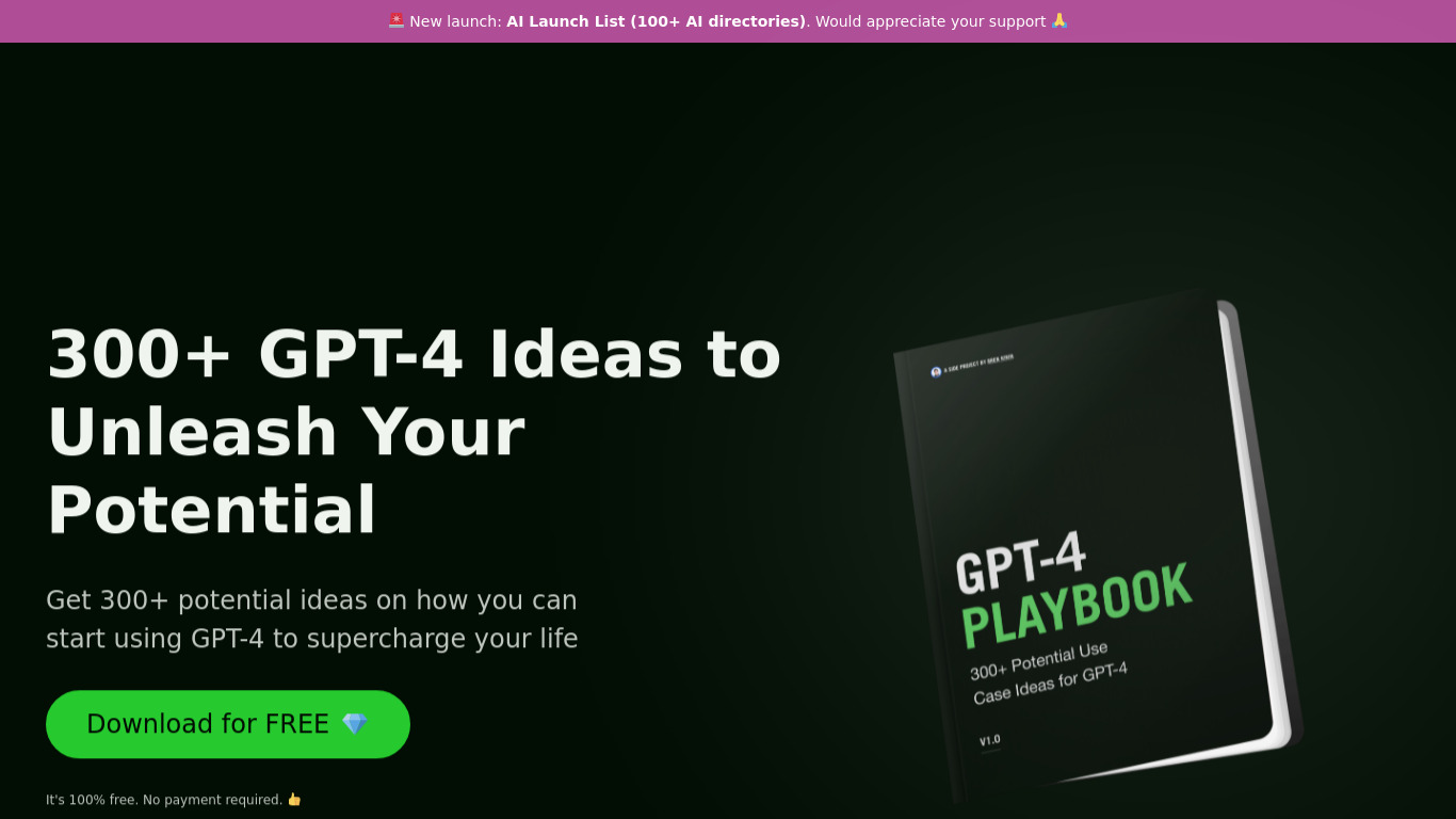 300+ GPT-4 Use Cases Landing page