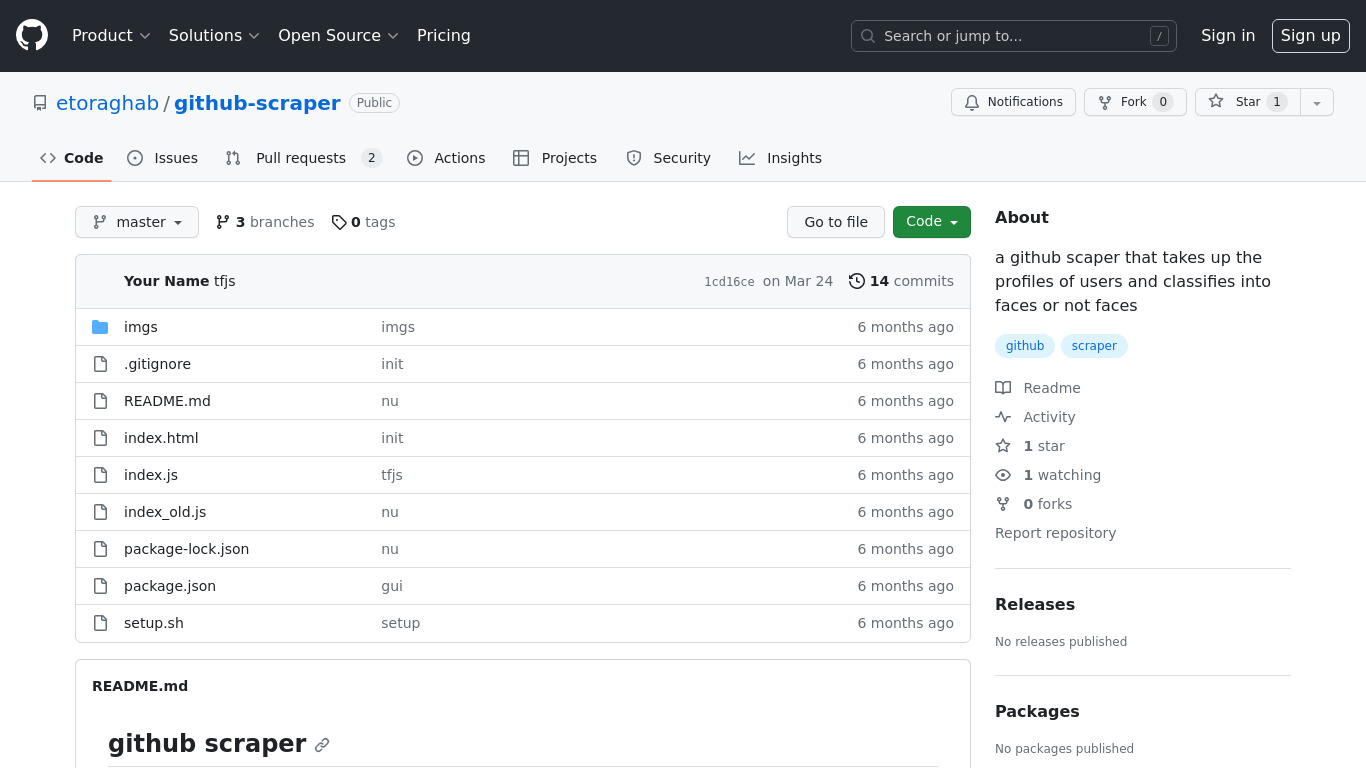 github-scraper Landing page