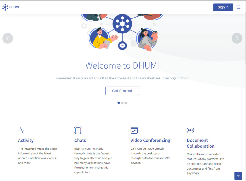 Dhumi Landing Page