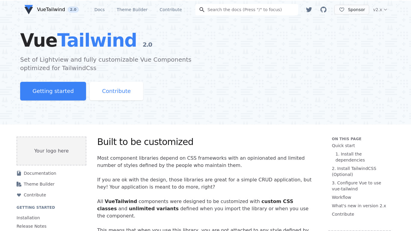 VueTailwind Landing page