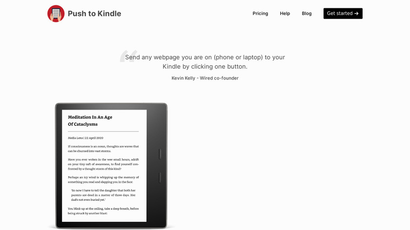 Push to Kindle for iOS Landing Page
